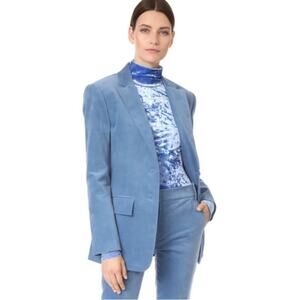 Tibi | Velvet Boyfriend Blazer Jacket Coat Professional Powdery Blue Size 4